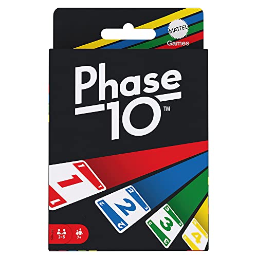 Mattel Games Phase 10 Kartenspiel für die Familie, Deutsche Version, von den UNO-Machern, Rommé-ähnlich, Perfekt als Kinderspiel, Reisespiel oder Spiel für Erwachsene, für 2-6 Spieler, FPW38