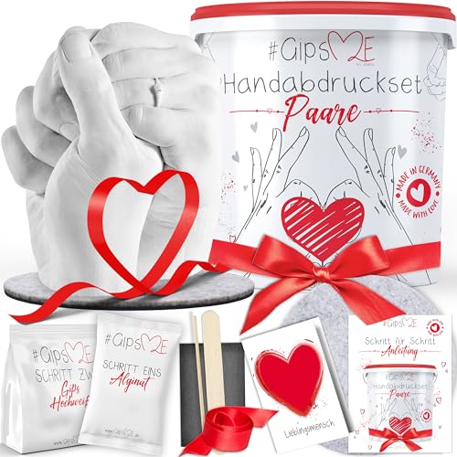 GipsME – DAS ORIGINAL - 3D Handabdruck Set für Paare – Gipsabdruck Hände - Partner und Pärchen Geschenke für Frauen und Männer als Hochzeitstag, Jahrestag Geschenk für Sie und Ihn